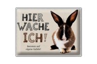 Blechschild Spruch 40x30cm Hase hier wache ich eigene Gefahr