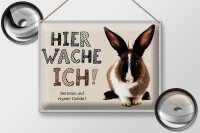 Blechschild Spruch 40x30cm Hase hier wache ich eigene Gefahr