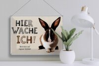 Blechschild Spruch 40x30cm Hase hier wache ich eigene Gefahr