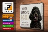 Blechschild Spruch 40x30cm Pudel hier wache eigene Gefahr