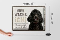 Blechschild Spruch 40x30cm Pudel hier wache eigene Gefahr