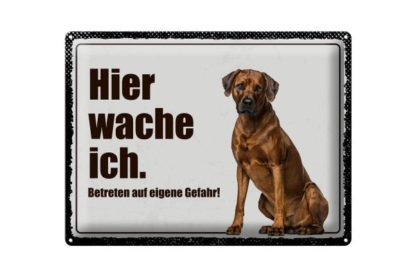 Blechschild Spruch 40x30cm Rodhesian Ridgeback hier wache ich