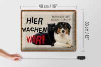 Blechschild Spruch 40x30cm Hund Katze hier wachen wir Geschenk