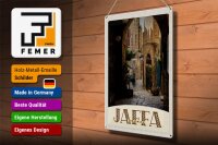 Blechschild Reise 30x40cm Jaffa Jerusalem Israel Stadt Weg