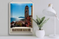 Blechschild Reise 30x40cm Italien Riviera Meer Stadt Strand