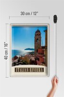 Blechschild Reise 30x40cm Italien Riviera Meer Stadt Strand