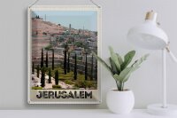 Blechschild Reise 30x40cm Jerusalem Israel Stadt Garten