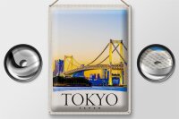 Blechschild Reise 30x40cm Tokio Asien Japan Brücke Hochhaus