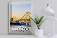 Blechschild Reise 30x40cm Tokio Asien Japan Brücke Hochhaus