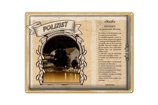 Blechschild Berufe 40x30cm Polizist Staatsdiener Ordnung