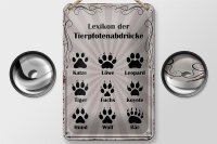 Blechschild Spruch 12x18cm Lexikon Tierpfotenabdrücke Tiere