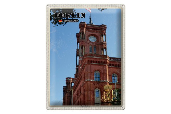 Blechschild Städte Berlin rotes Rathaus Hauptstadt 30x40cm