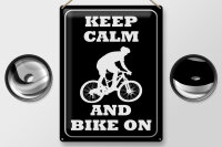 Blechschild Spruch 30x40cm Keep Calm and Bike on