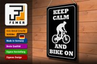 Blechschild Spruch 30x40cm Keep Calm and Bike on