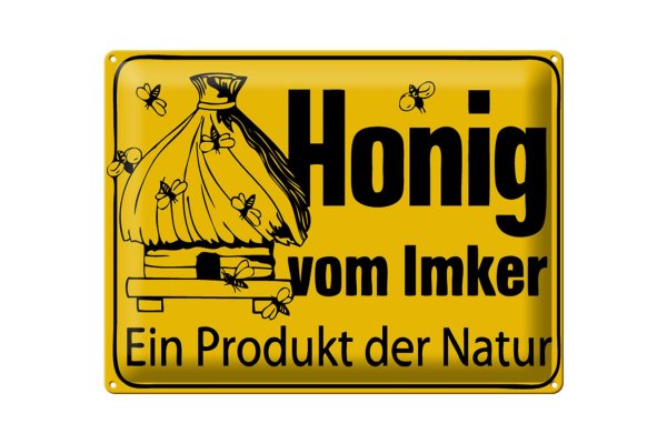 Blechschild Hinweis 40x30cm Honig vom Imker Naturprodukt