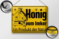 Blechschild Hinweis 40x30cm Honig vom Imker Naturprodukt