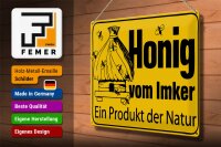 Blechschild Hinweis 40x30cm Honig vom Imker Naturprodukt