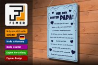 Blechschild Spruch 30x40cm Für den besten Papa