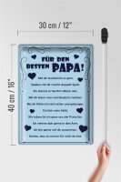 Blechschild Spruch 30x40cm Für den besten Papa
