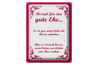 Blechschild Spruch 30x40cm Rezept für eine gute Ehe