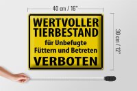 Blechschild Warnschild 40x30cm Wertvoller Tierbestand