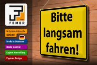Blechschild Hinweis 40x30cm Bitte langsam fahren