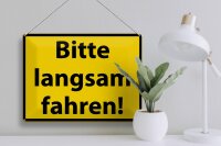 Blechschild Hinweis 40x30cm Bitte langsam fahren