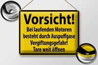 Blechschild Warnschild 40x30cm Vorsicht Bei laufenden Motoren