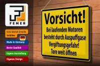 Blechschild Warnschild 40x30cm Vorsicht Bei laufenden Motoren