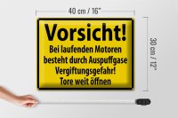Blechschild Warnschild 40x30cm Vorsicht Bei laufenden Motoren