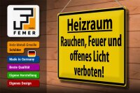 Blechschild Warnschild 40x30cm Heizraum Rauchen verboten