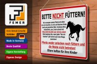 Blechschild Warnschild 40x30cm (Pferd) Bitte nicht füttern