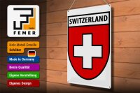 Blechschild Flagge 30x40cm Switzerland Schweiz Wappen