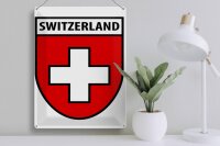 Blechschild Flagge 30x40cm Switzerland Schweiz Wappen