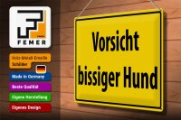 Blechschild Warnschild 40x30cm Vorsicht bissiger Hund