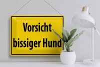 Blechschild Warnschild 40x30cm Vorsicht bissiger Hund