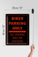 Blechschild Fahrrad 30x40cm Biker parking only