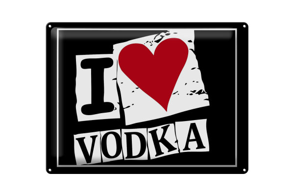 Blechschild Alkohol 40x30cm I love Vodka (Herz)