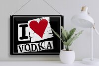 Blechschild Alkohol 40x30cm I love Vodka (Herz)