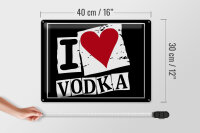 Blechschild Alkohol 40x30cm I love Vodka (Herz)