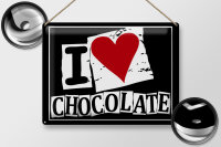 Blechschild Spruch 40x30cm I Love Chocolate (Herz)