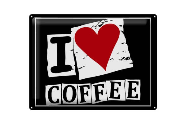 Blechschild Kaffee 40x30cm I love Coffee (Herz)