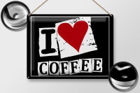 Blechschild Kaffee 40x30cm I love Coffee (Herz)