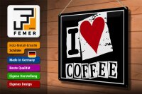 Blechschild Kaffee 40x30cm I love Coffee (Herz)