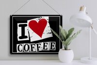 Blechschild Kaffee 40x30cm I love Coffee (Herz)