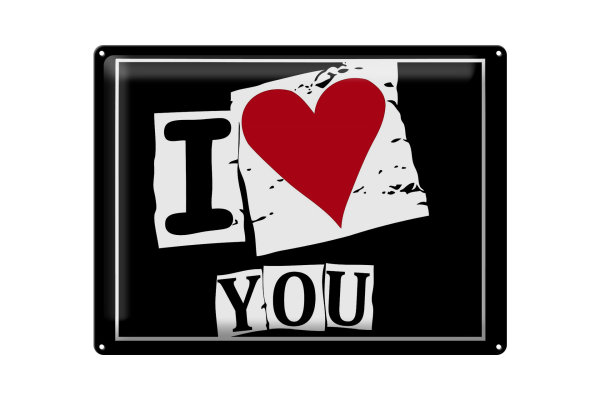 Blechschild Spruch 40x30cm I Love You (Herz)