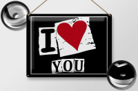 Blechschild Spruch 40x30cm I Love You (Herz)