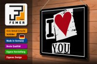 Blechschild Spruch 40x30cm I Love You (Herz)
