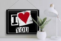 Blechschild Spruch 40x30cm I Love You (Herz)
