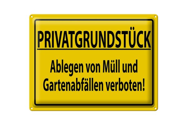 Blechschild 40x30cm PRIVATGRUNDSTÜCK abl. von Müll verboten